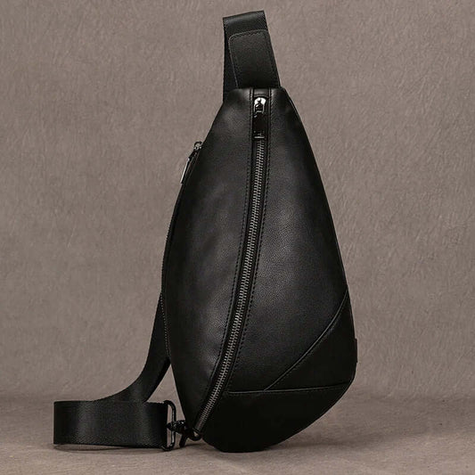 Stylish Black Leather Crossbody Bag Fanny Pack