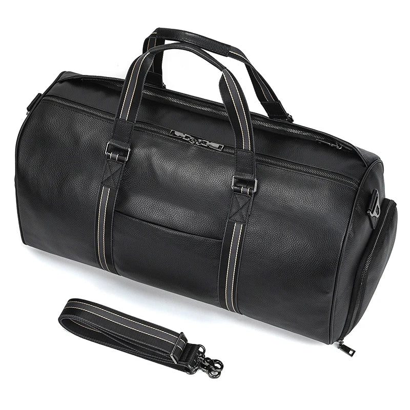 Black Genuine Leather Weekend Bag