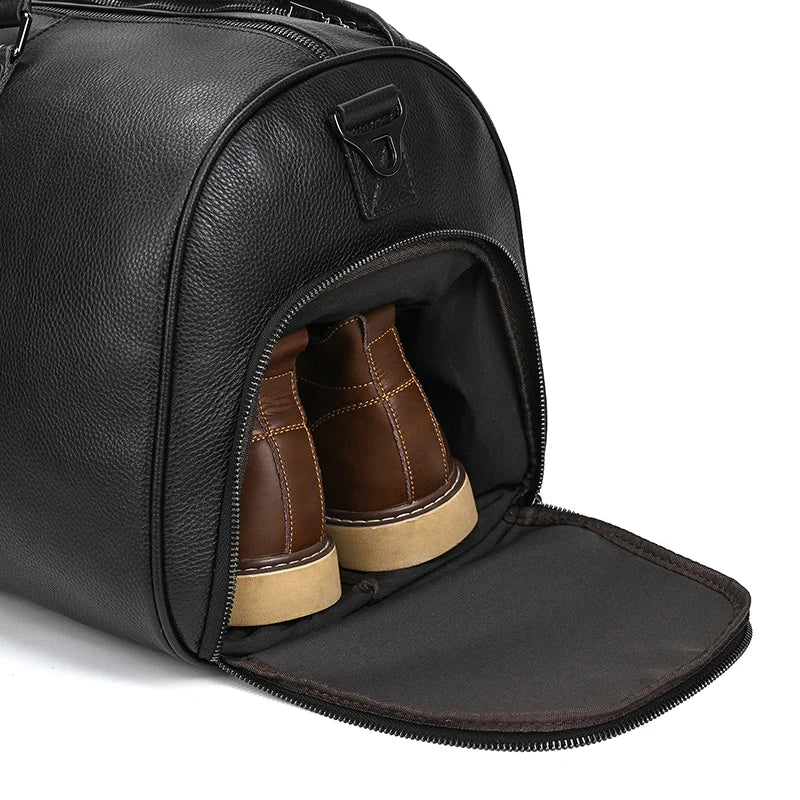 Black Genuine Leather Weekend Bag