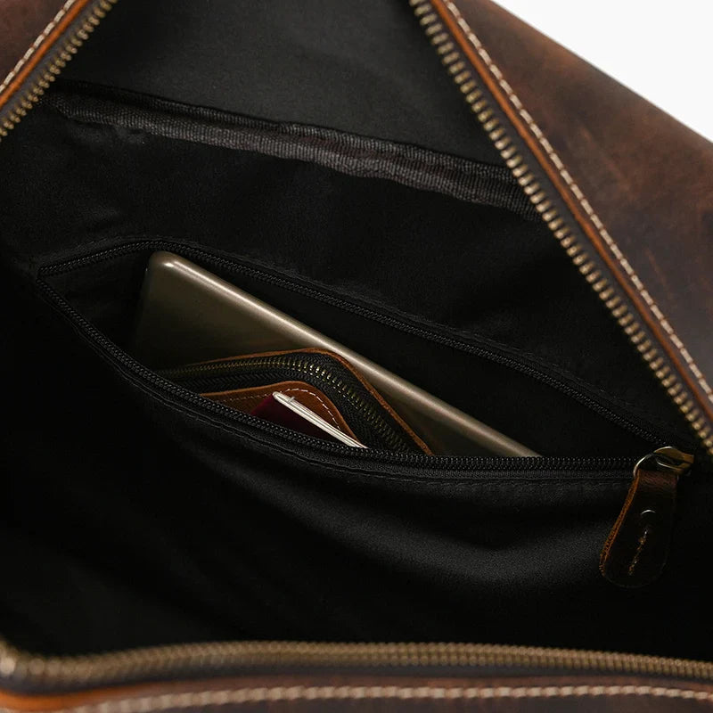 Natural Cowskin Leather Weekend Bag