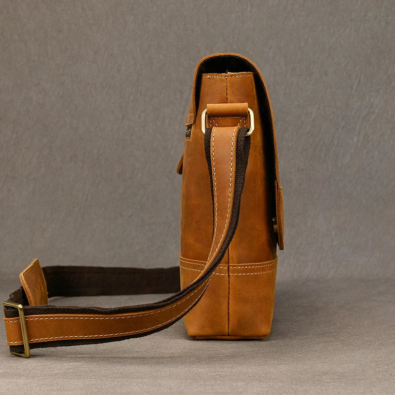 Top-grain leer 13" iPad-messenger – Handgemaakt, Reisgereed