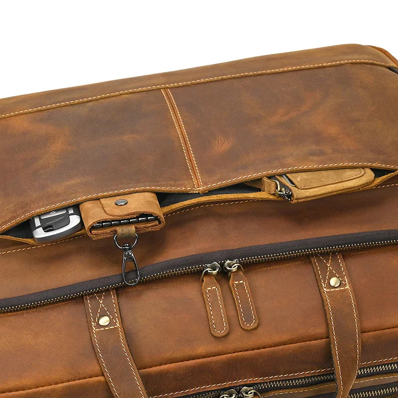 Handmade Full-Grain Leather Briefcase – Fits 17" Laptop