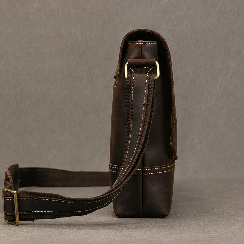 Top-grain leer 13" iPad-messenger – Handgemaakt, Reisgereed