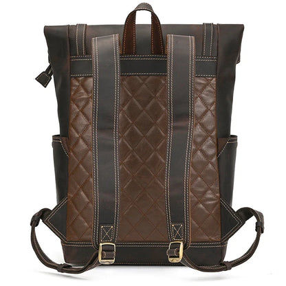 Premium Full-Grain Leather Laptop Backpack