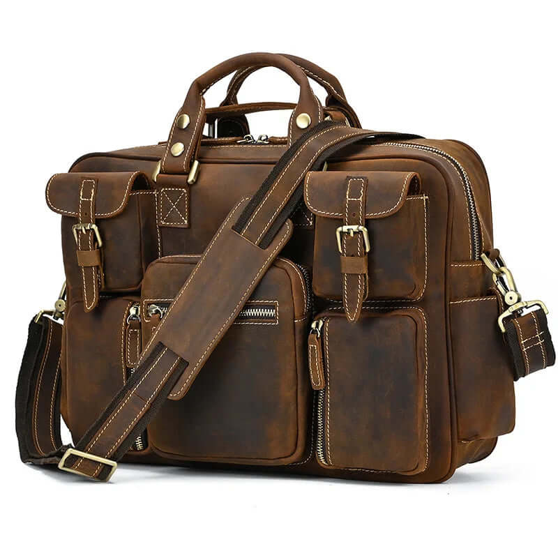 Leather Laptop Briefcase for Work and Travel