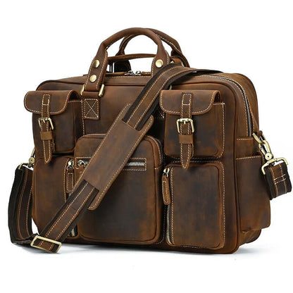Leather Laptop Briefcase for Work and Travel