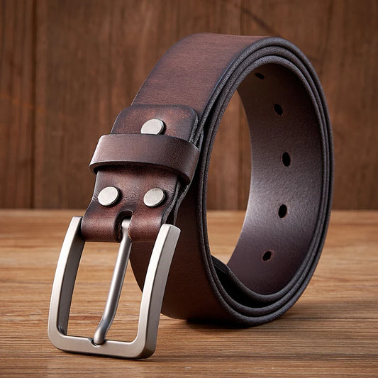 Ceinture vintage 3,8 cm en cuir véritable 100 % pour homme. Cuir de vachette naturel de haute qualité. Ceinture à porter avec un jean ou un pantalon.
