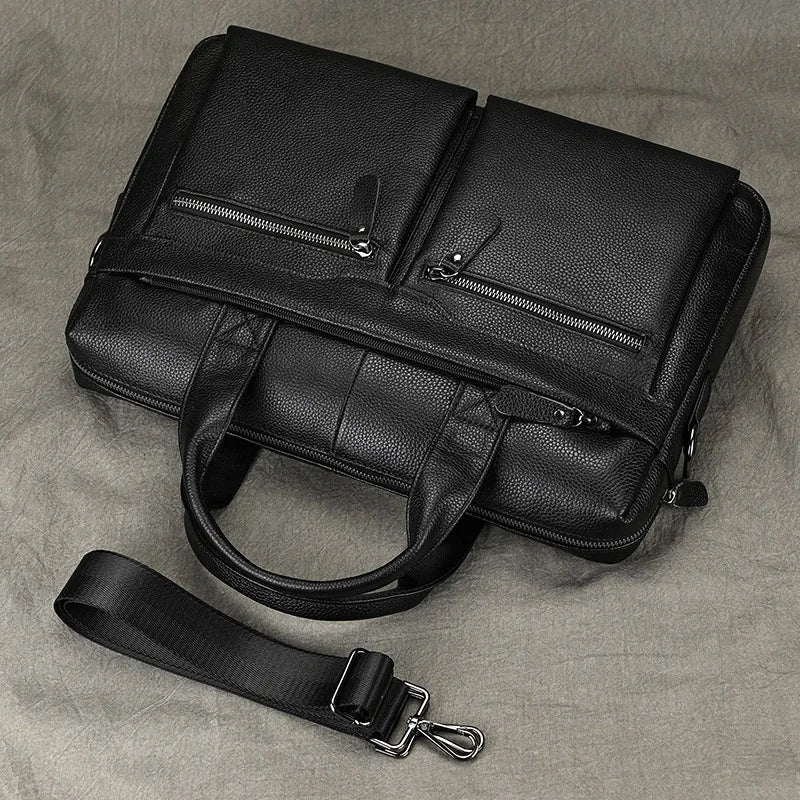 Sacoche pour ordinateur portable homme en cuir véritable