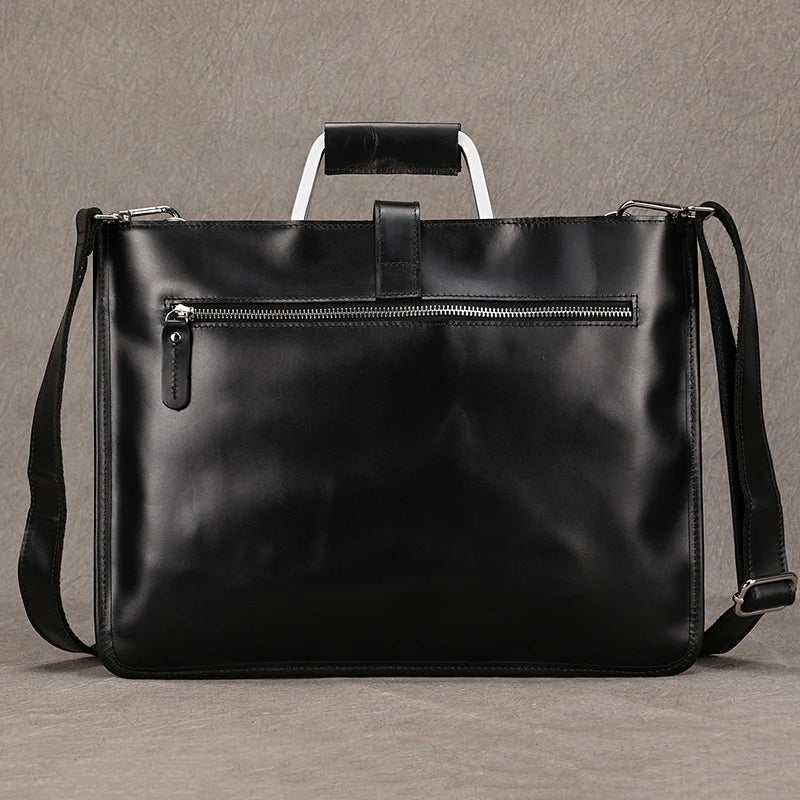 Genuine Leather Zipper Briefcase