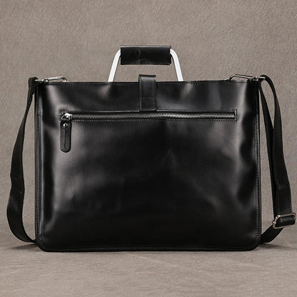 Genuine Leather Zipper Briefcase