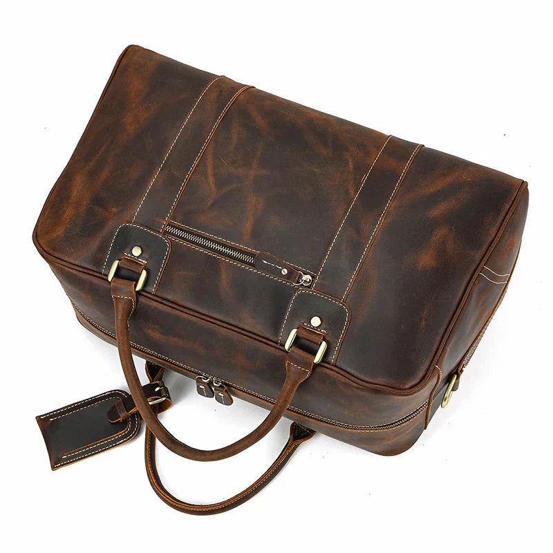 Natural Cowskin Leather Weekend Bag