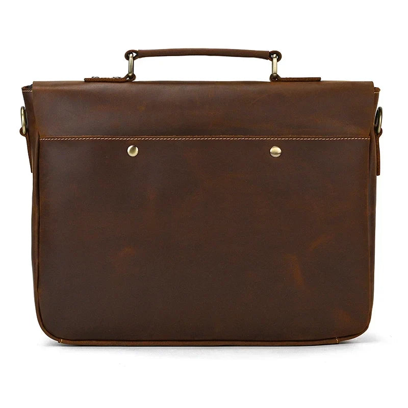 Male Soft Cow Leather Laptop Shoulder Bag