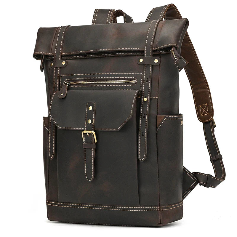 Premium Full-Grain Leather Laptop Backpack