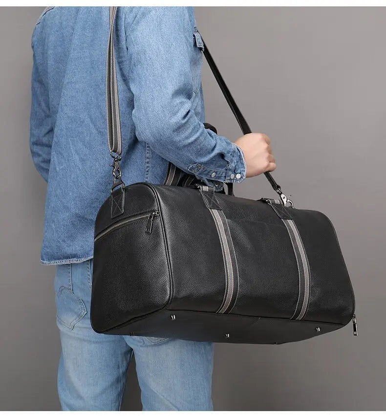 Black Genuine Leather Weekend Bag