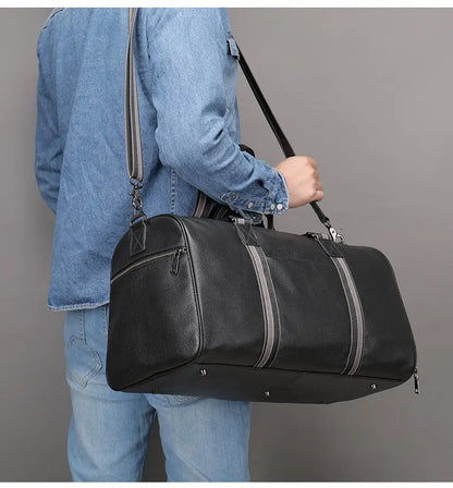 Black Genuine Leather Weekend Bag