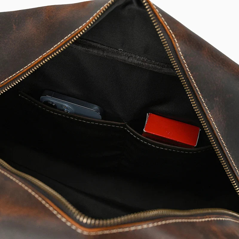 Natural Cowskin Leather Weekend Bag