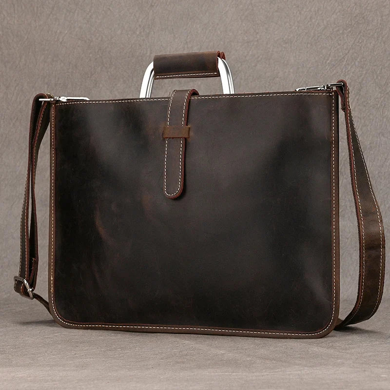 Genuine Leather Zipper Briefcase