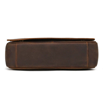 Handmade Mens Brown Leather Messenger Bag