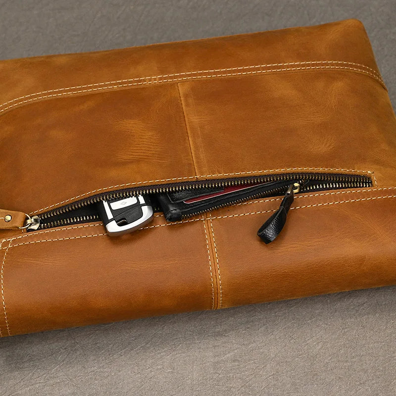 Top-grain leer 13" iPad-messenger – Handgemaakt, Reisgereed