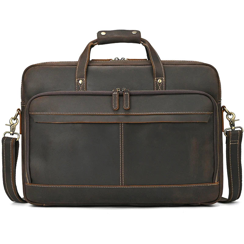 Handmade Full-Grain Leather Briefcase – Fits 17" Laptop