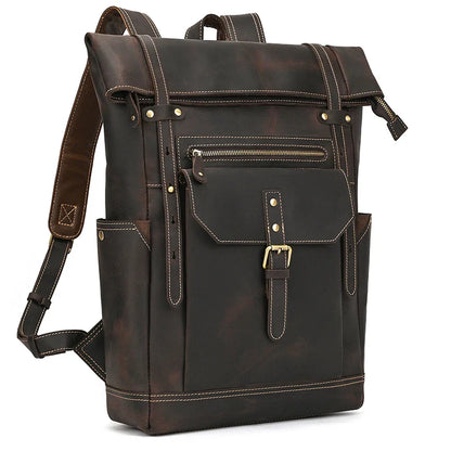 Premium Full-Grain Leather Laptop Backpack