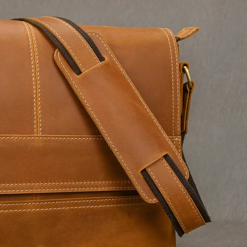 Top-grain leer 13" iPad-messenger – Handgemaakt, Reisgereed