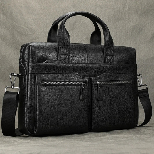 Real Leather Male Laptop Briefcase