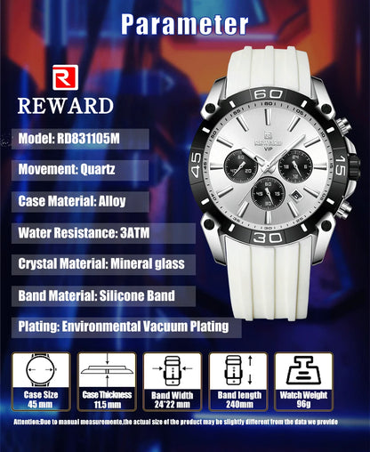 REWARD-Montre-bracelet étanche pour homme, chronographe Shoous, date, nouvelle mode