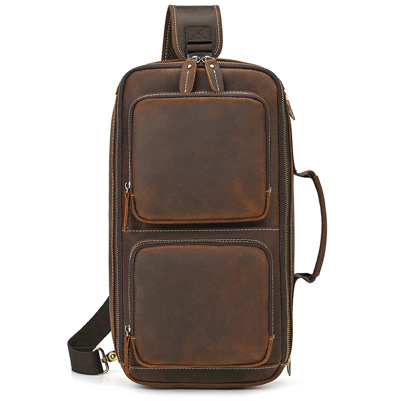 Handmade Top-Grain Leather 3-Way Bag Fanny Pack