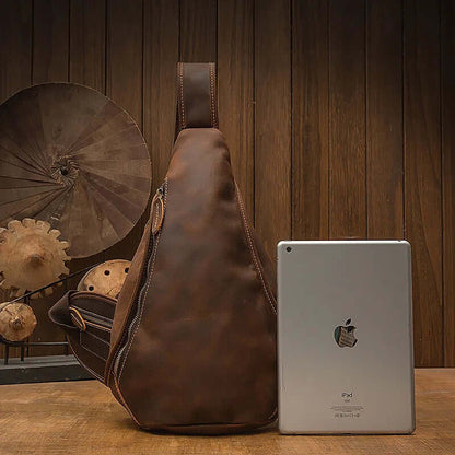 Sac banane bandoulière élégant en cuir marron