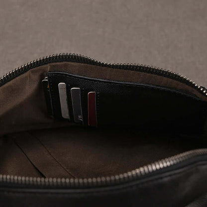 Stijlvolle zwarte leren crossbody-tas heuptas