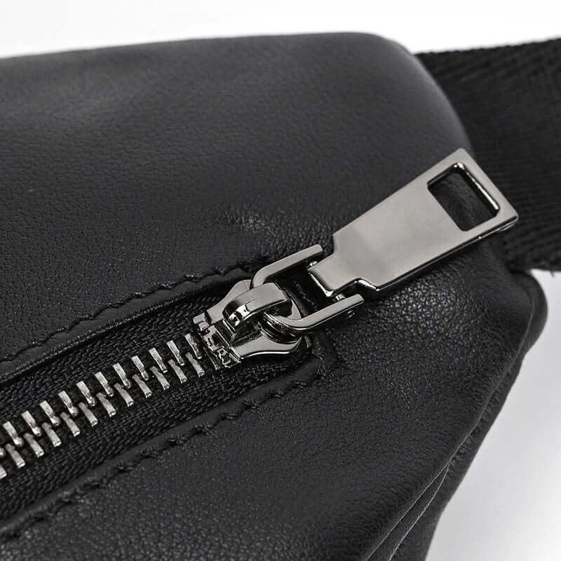 Stijlvolle zwarte leren crossbody-tas heuptas