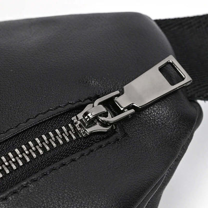 Stijlvolle zwarte leren crossbody-tas heuptas