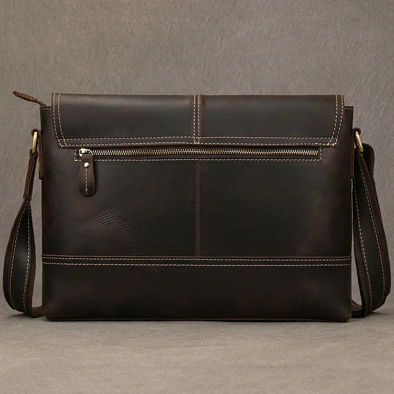 Top-grain leer 13" iPad-messenger – Handgemaakt, Reisgereed