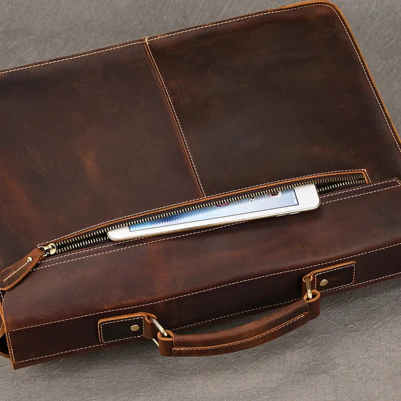 Men’s Leather Portfolio Messenger Bag
