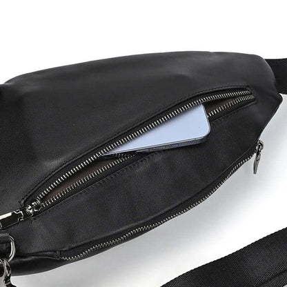 Stijlvolle zwarte leren crossbody-tas heuptas