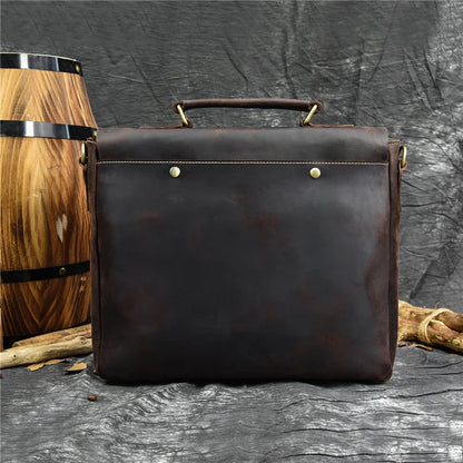 Male Soft Cow Leather Laptop Shoulder Bag