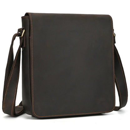Handmade Mens Brown Leather Messenger Bag