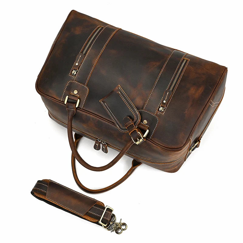 Natural Cowskin Leather Weekend Bag
