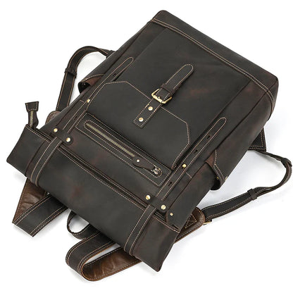 Premium Full-Grain Leather Laptop Backpack