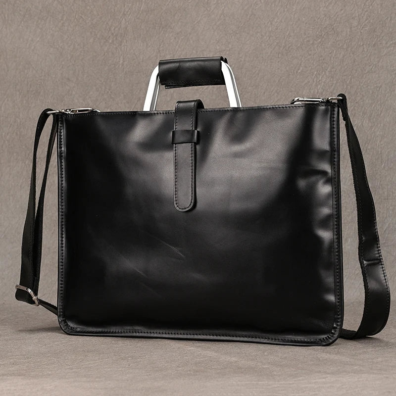 Genuine Leather Zipper Briefcase