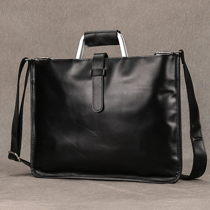 Genuine Leather Zipper Briefcase