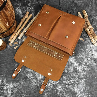 Male Soft Cow Leather Laptop Shoulder Bag