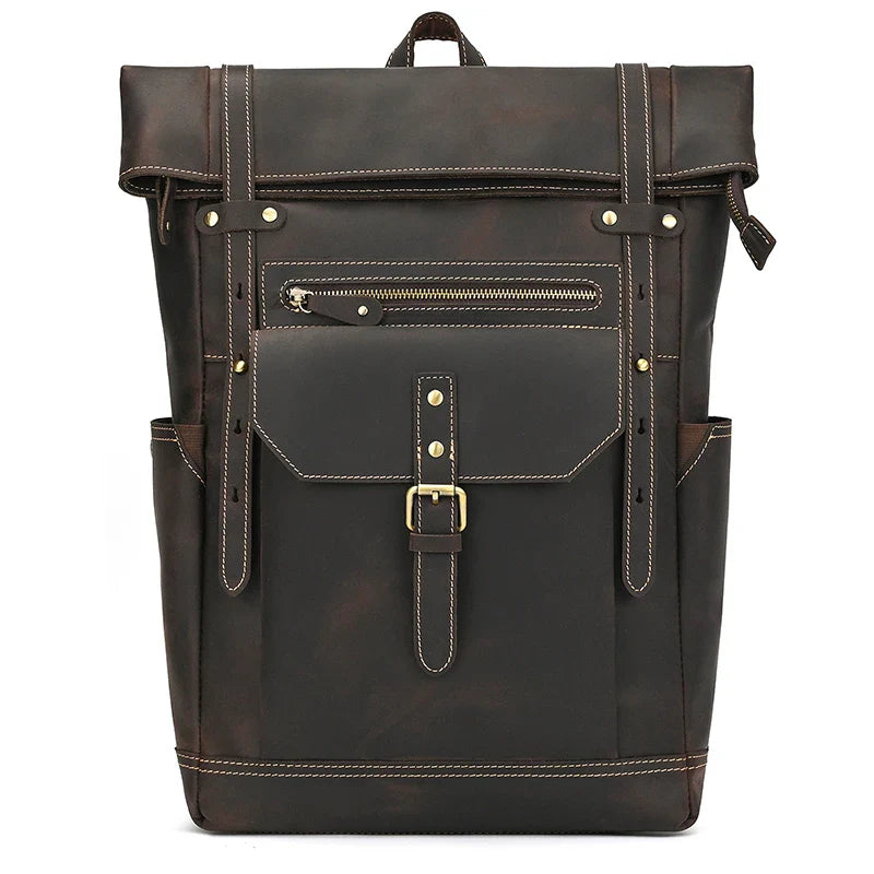 Premium Full-Grain Leather Laptop Backpack