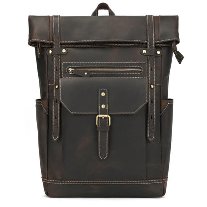 Premium Full-Grain Leather Laptop Backpack