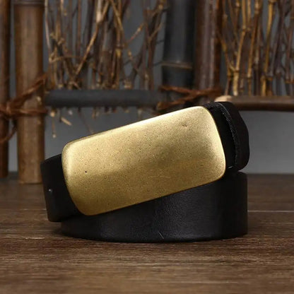 FERNANDO™ brede leren riem met brass gesp