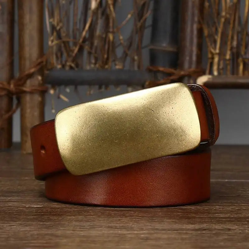 FERNANDO™ brede leren riem met brass gesp