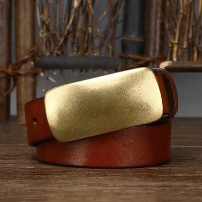FERNANDO™ brede leren riem met brass gesp