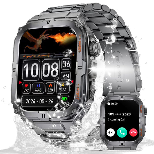 Opulenza Military Smartwatch for Men with LED Flashlight