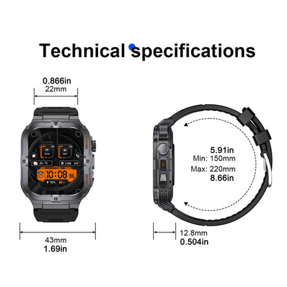 Opulenza Military Smartwatch for Men with LED Flashlight
